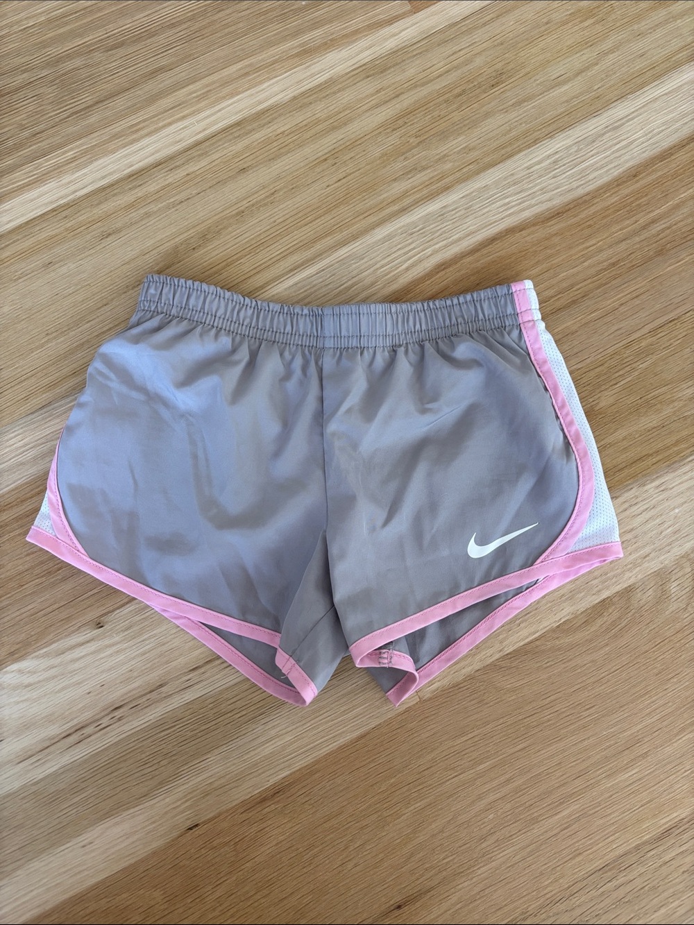 Nike Little Girl’s Dri-Fit Gray and Pink Athletic Running Shorts